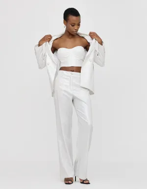 Shimmery Straight-leg Pants