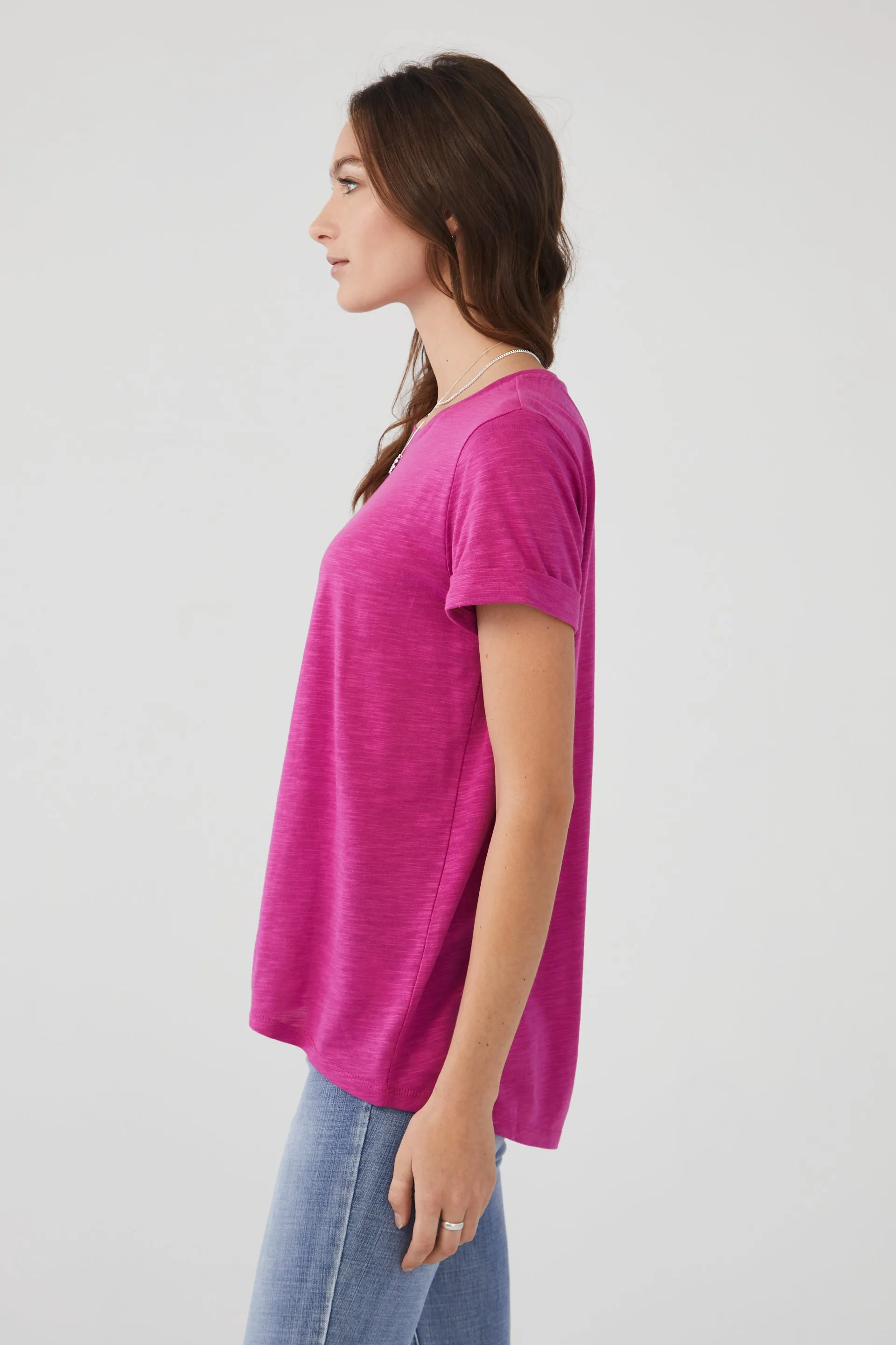 Short Sleeve Top in Solid Slub Jersey