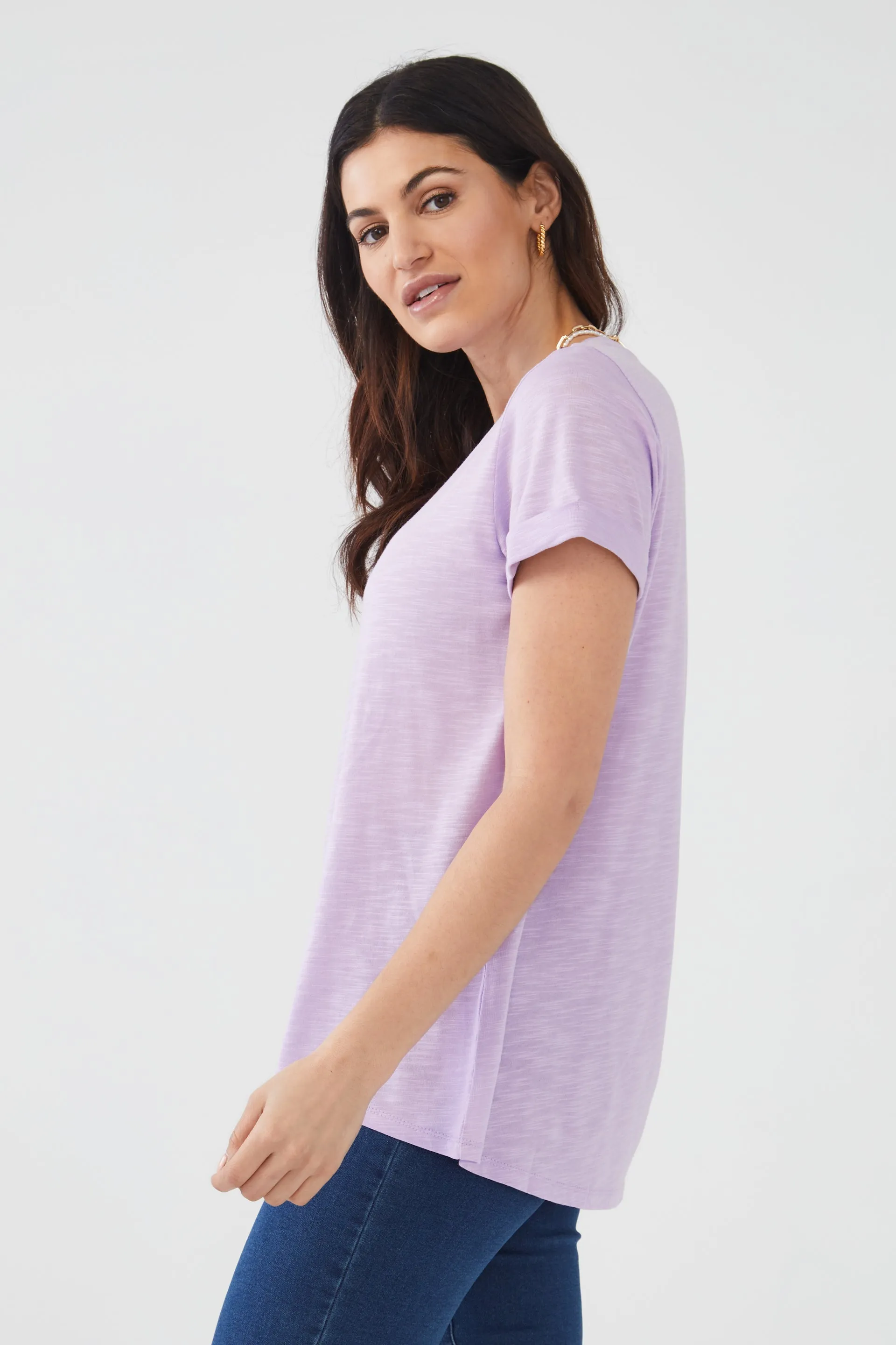 Short Sleeve Top in Solid Slub Jersey