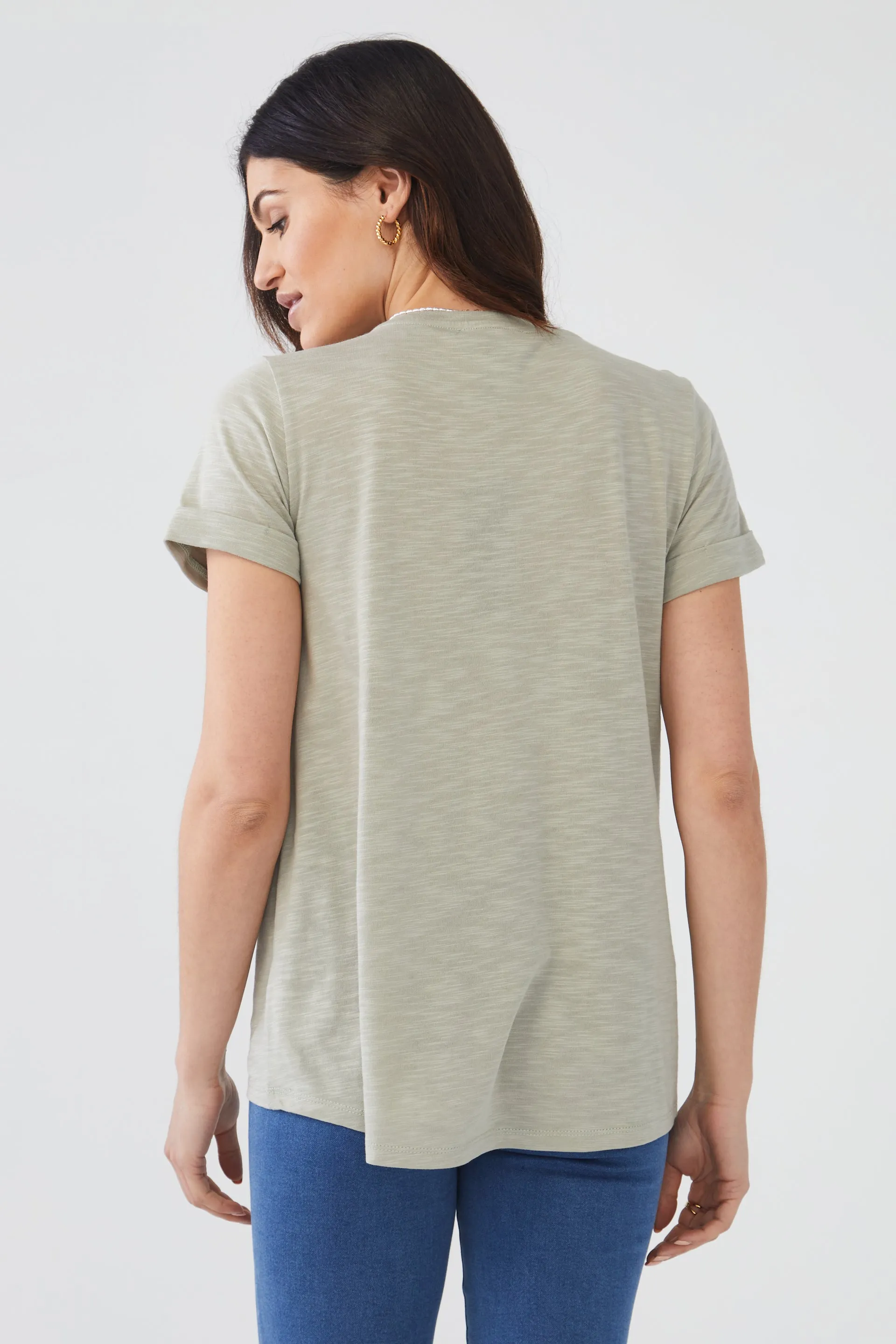 Short Sleeve Top in Solid Slub Jersey