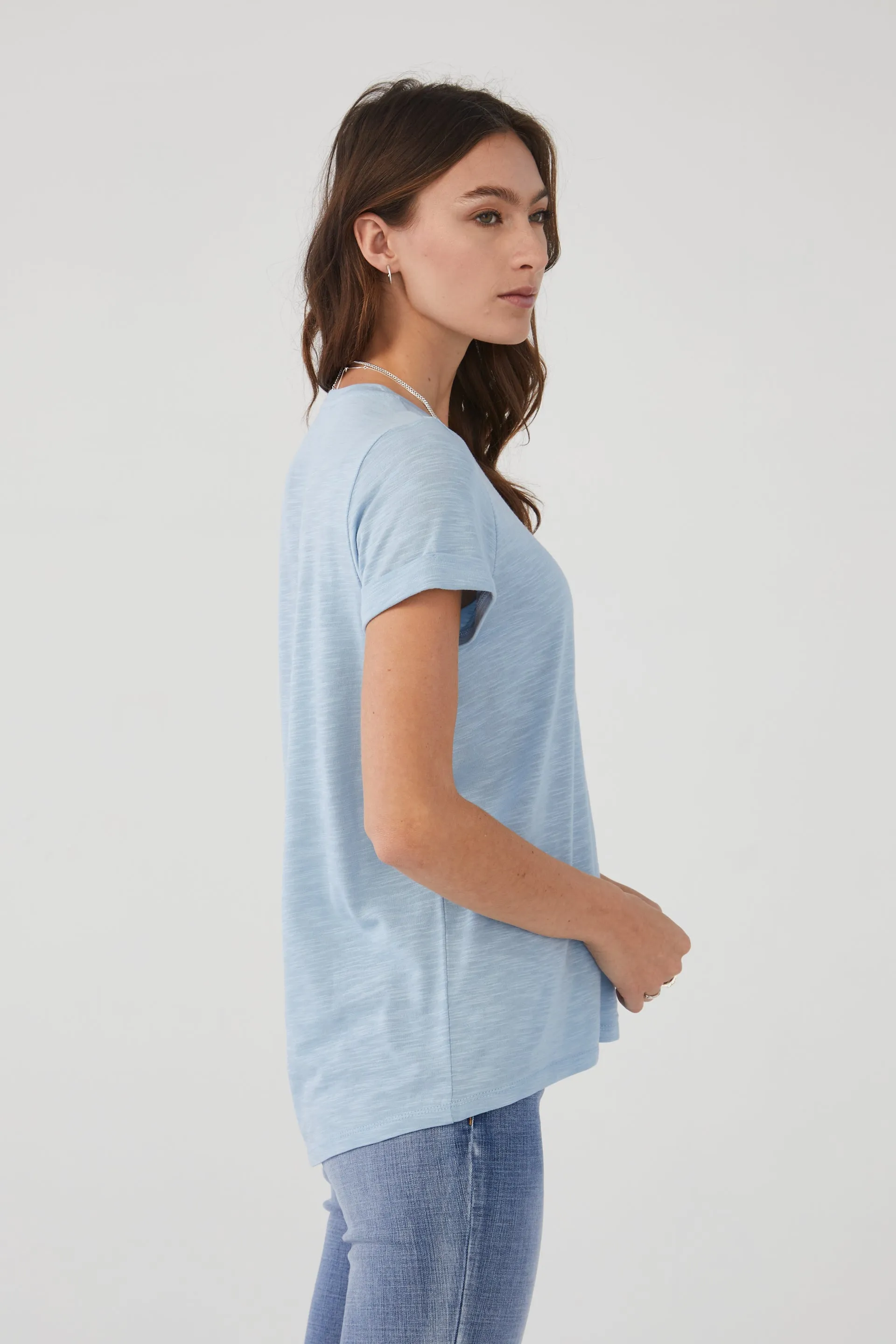 Short Sleeve Top in Solid Slub Jersey