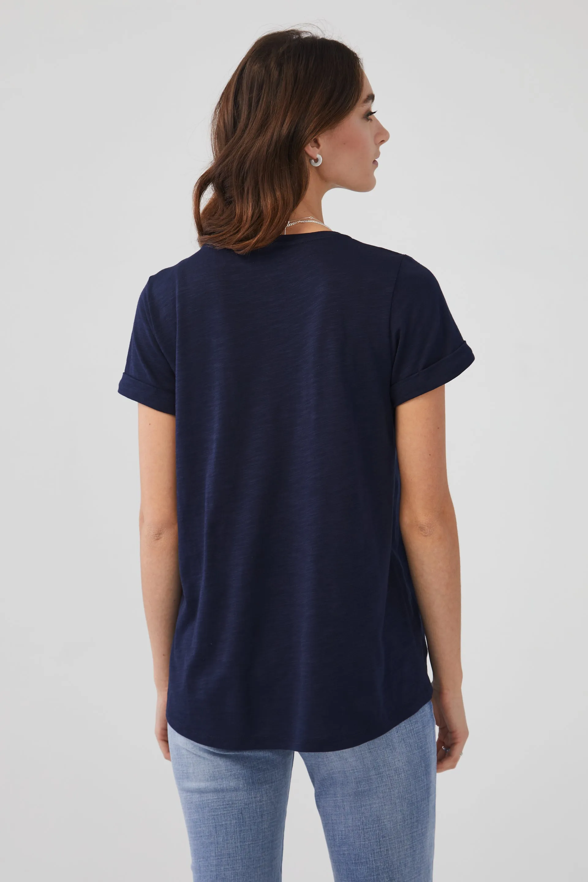 Short Sleeve Top in Solid Slub Jersey