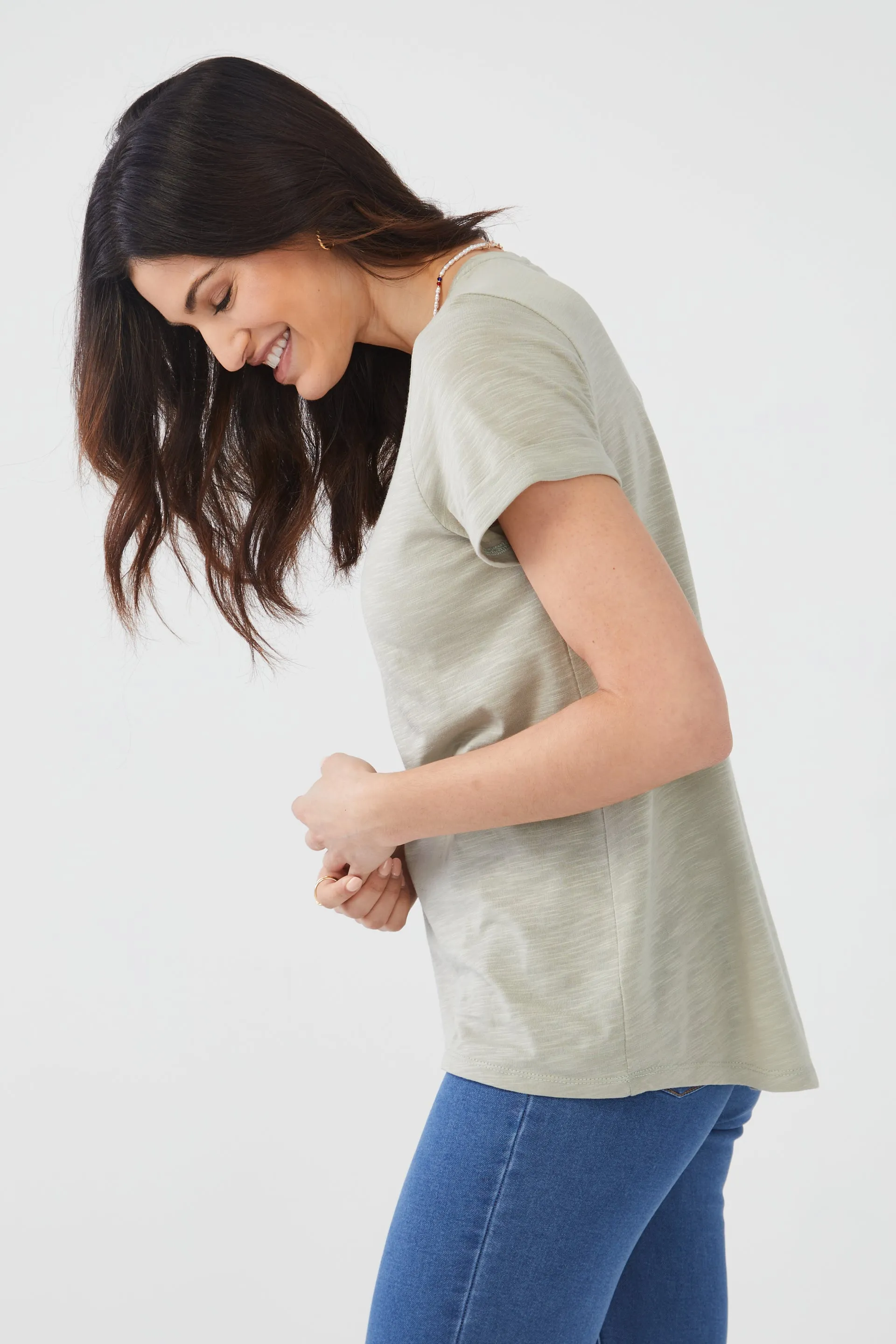 Short Sleeve Top in Solid Slub Jersey