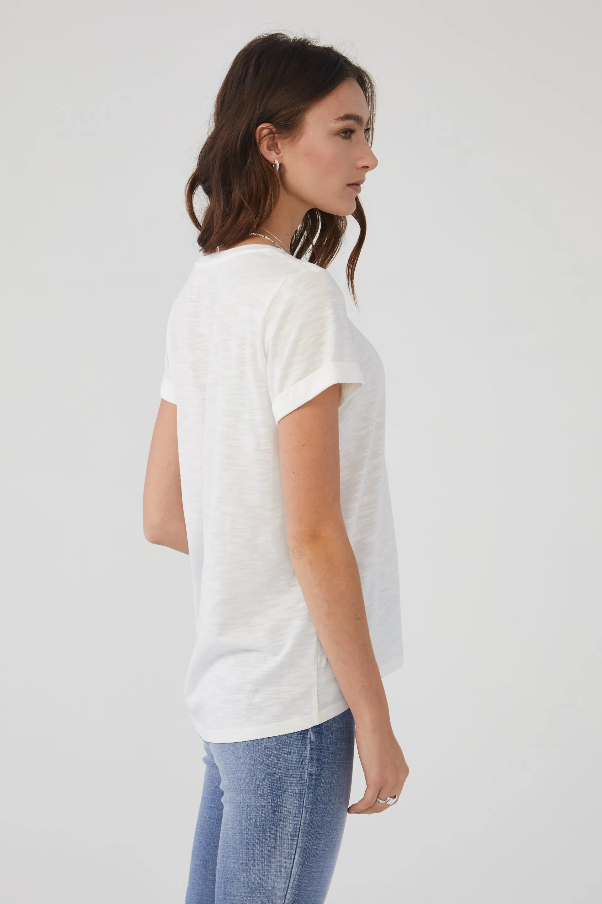 Short Sleeve Top in Solid Slub Jersey