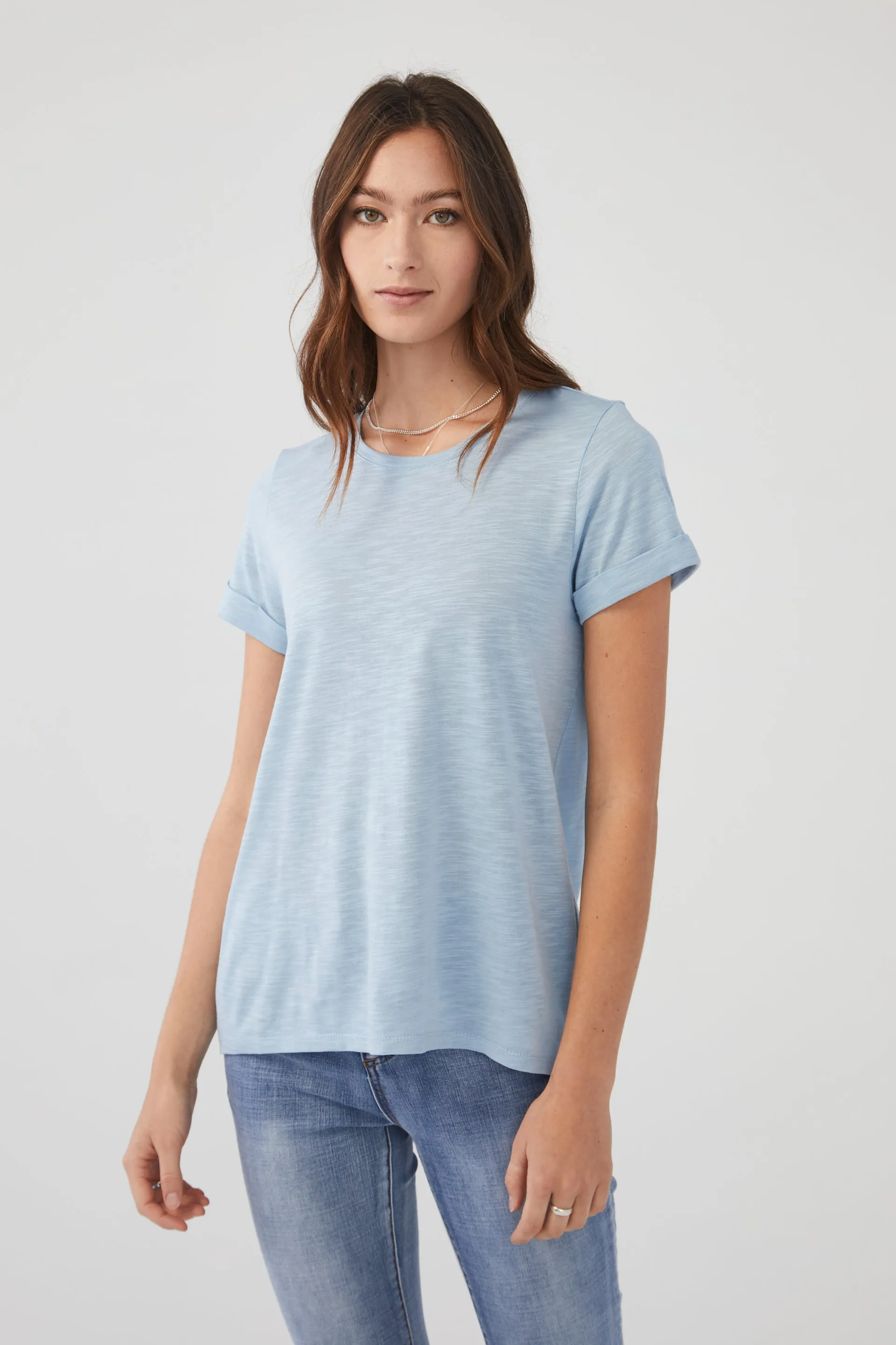 Short Sleeve Top in Solid Slub Jersey