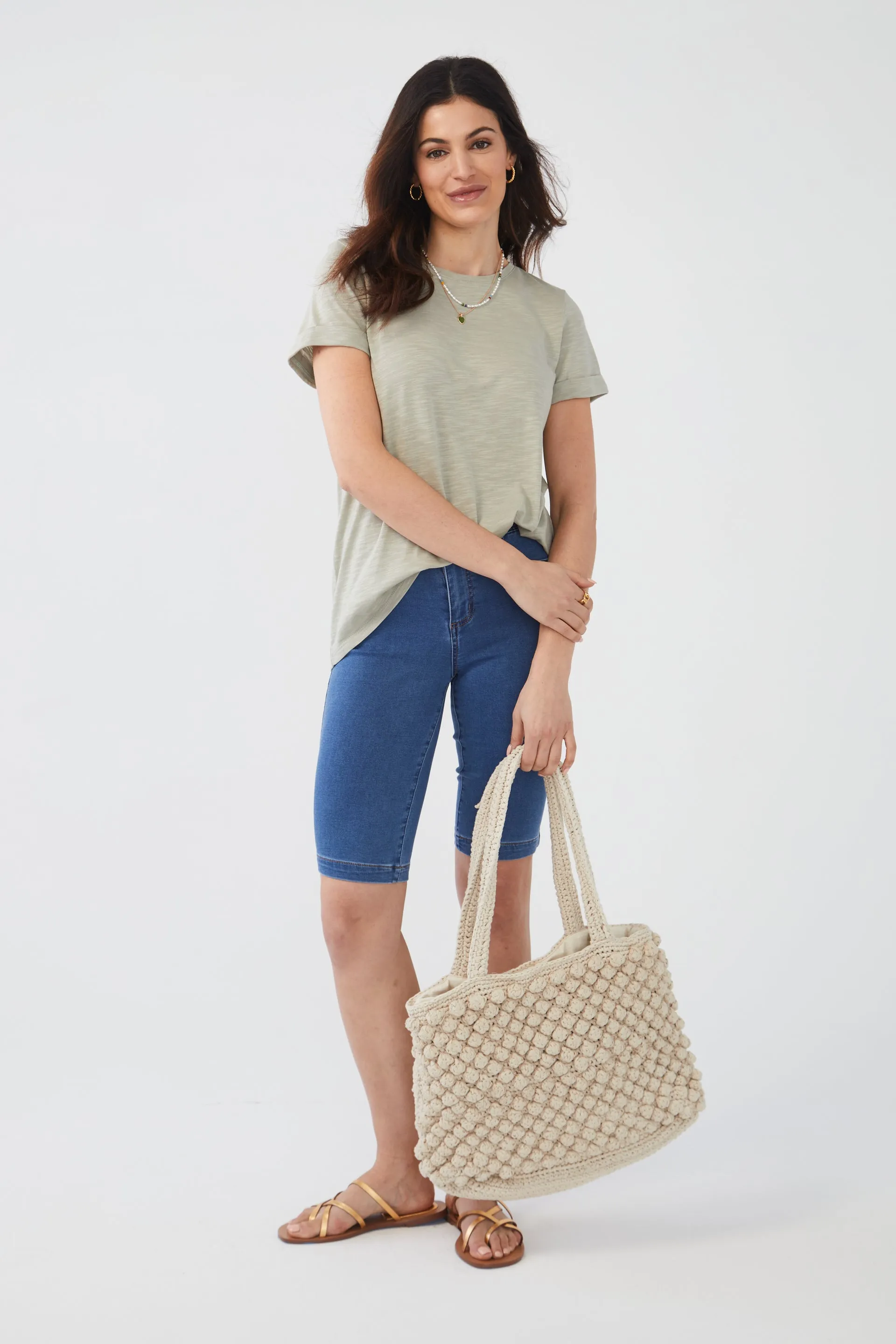 Short Sleeve Top in Solid Slub Jersey