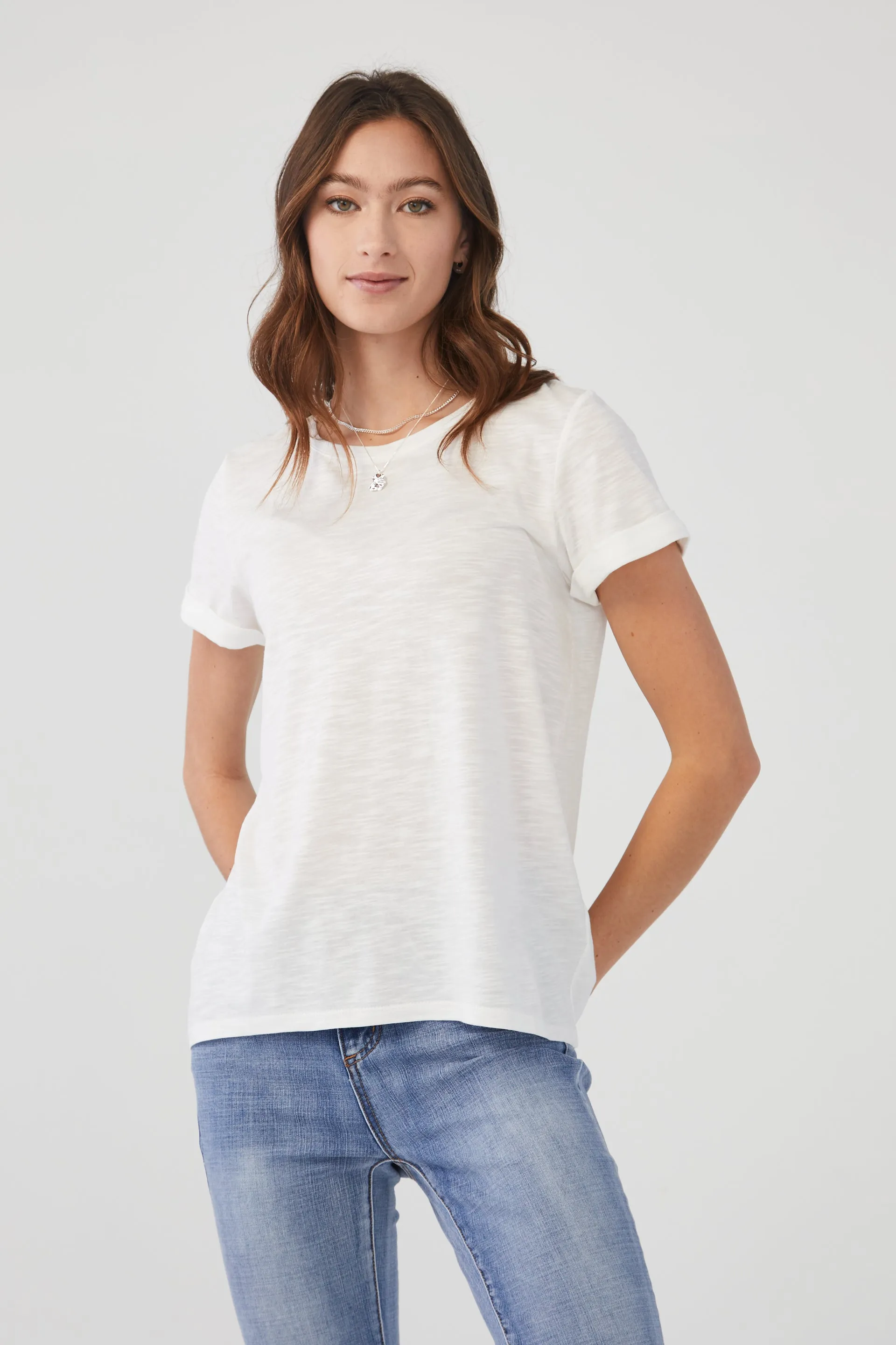 Short Sleeve Top in Solid Slub Jersey
