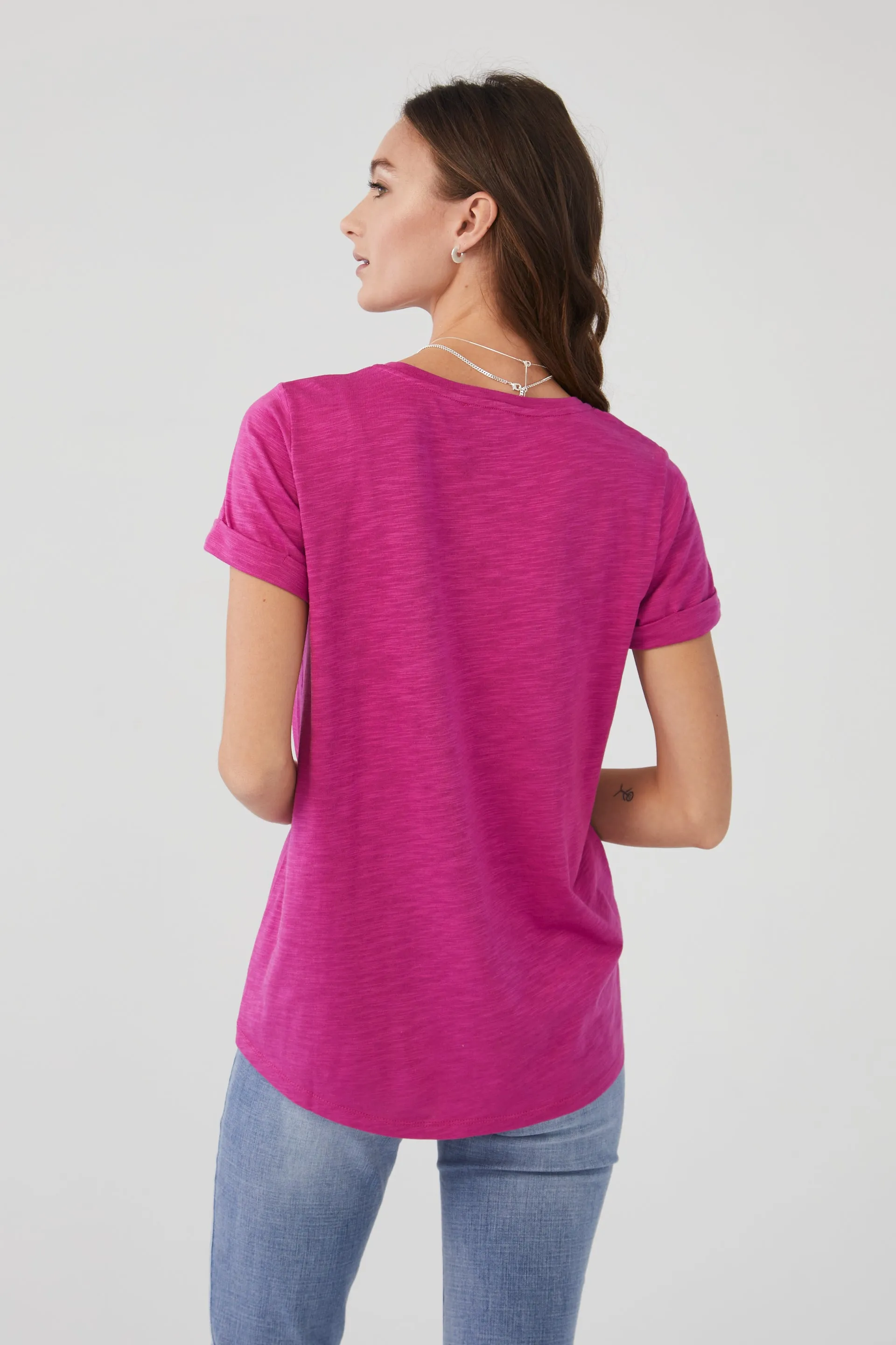 Short Sleeve Top in Solid Slub Jersey