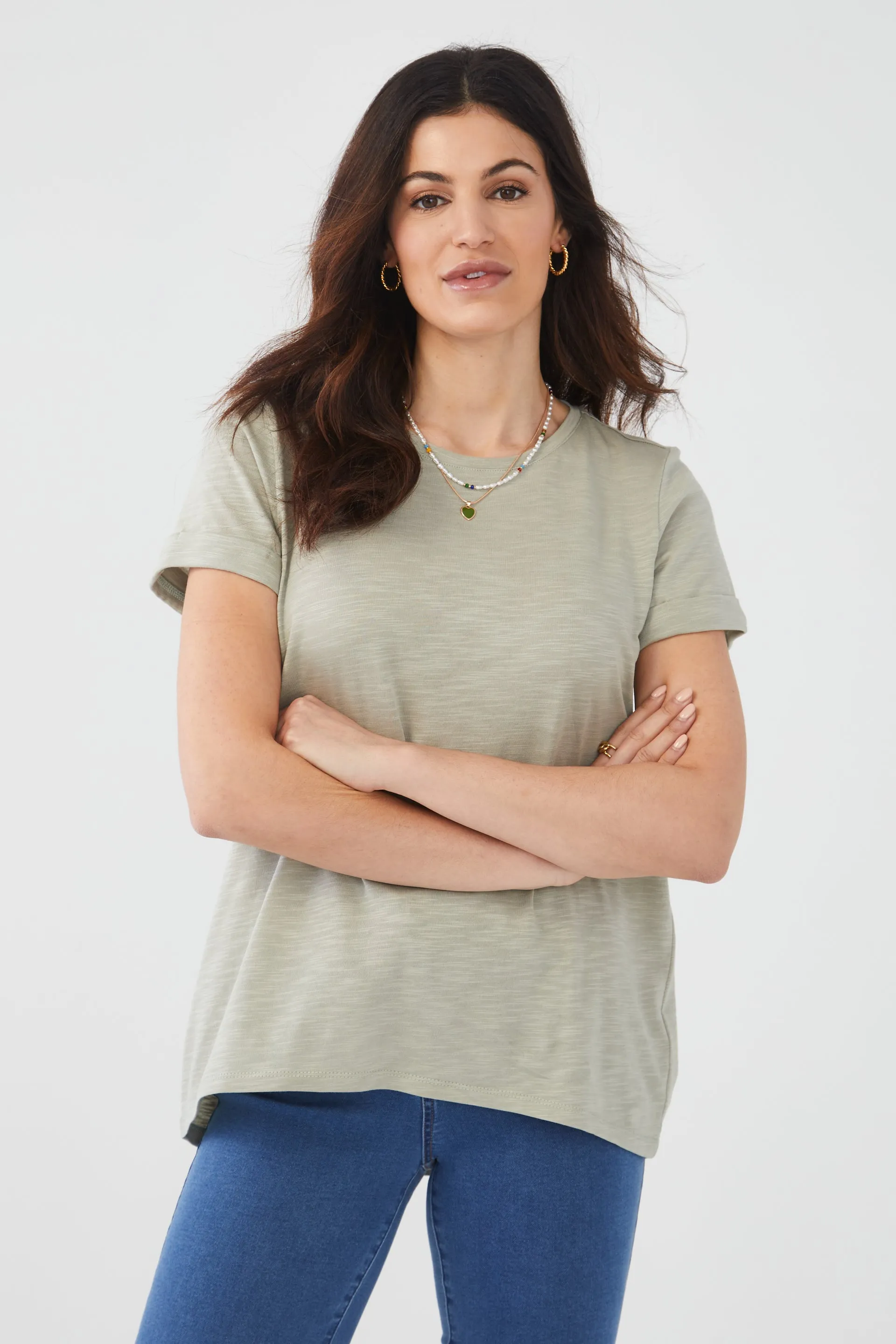 Short Sleeve Top in Solid Slub Jersey