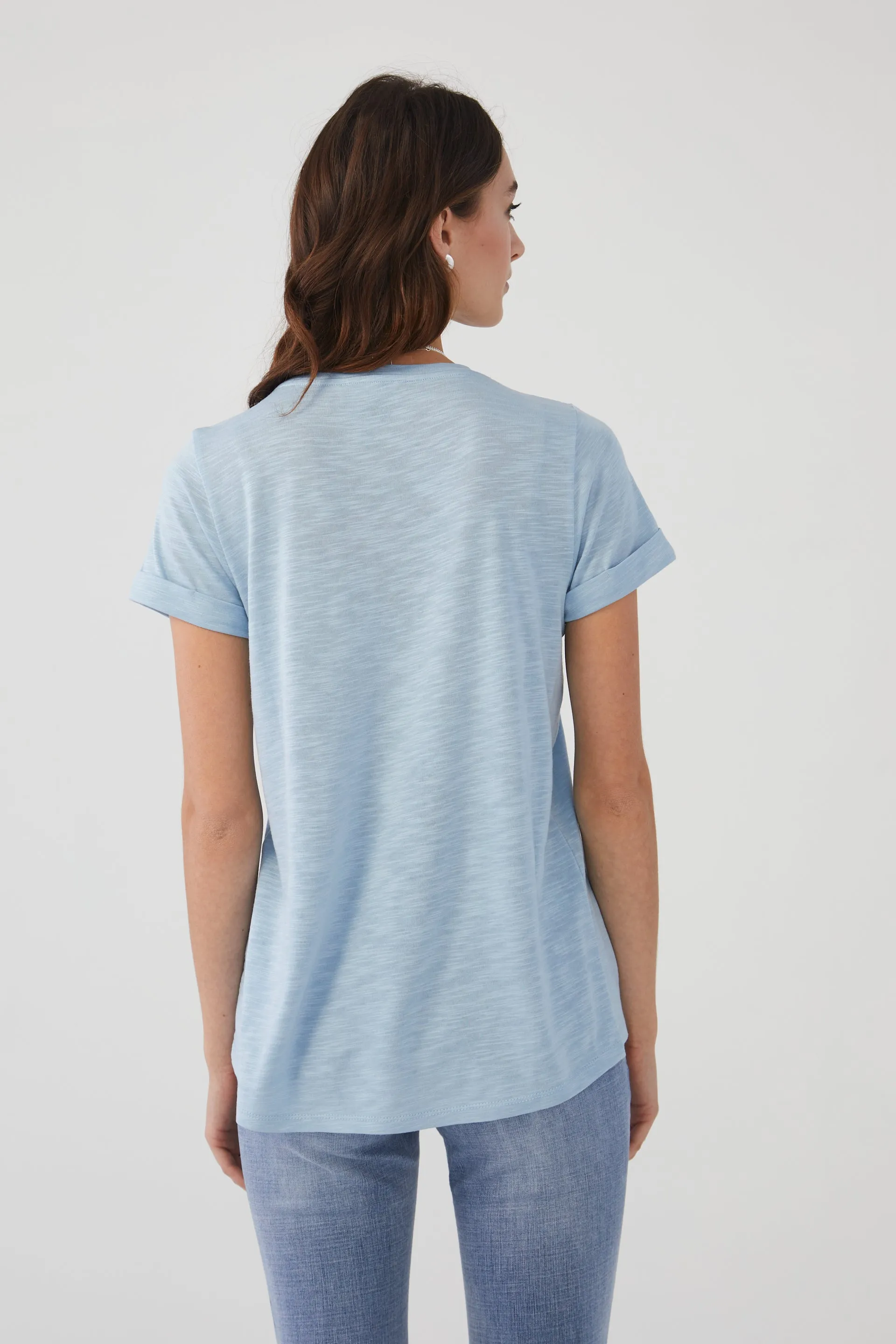 Short Sleeve Top in Solid Slub Jersey