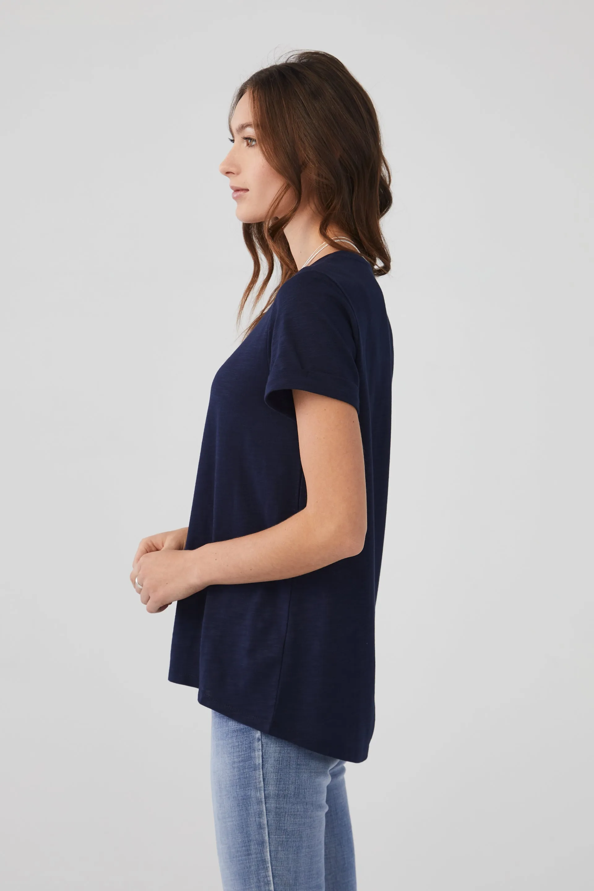 Short Sleeve Top in Solid Slub Jersey