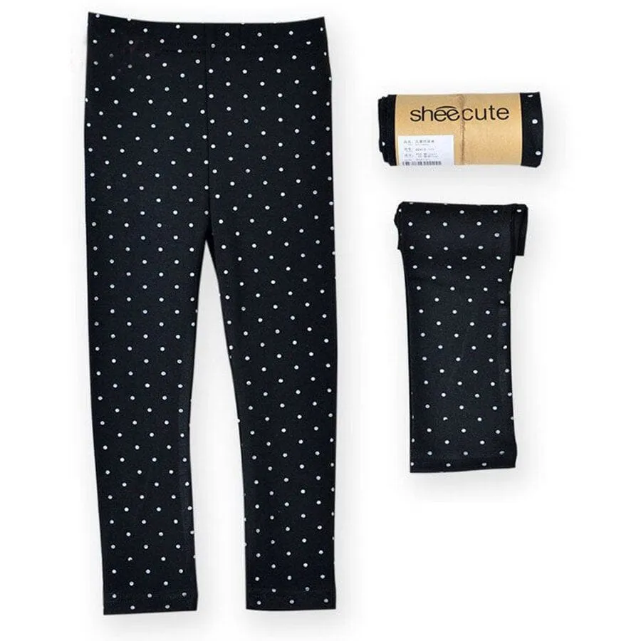 Skinny Leggings Long Pants, Polka Dots Printed Kids Pants