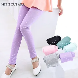 Skinny Leggings Long Pants, Polka Dots Printed Kids Pants