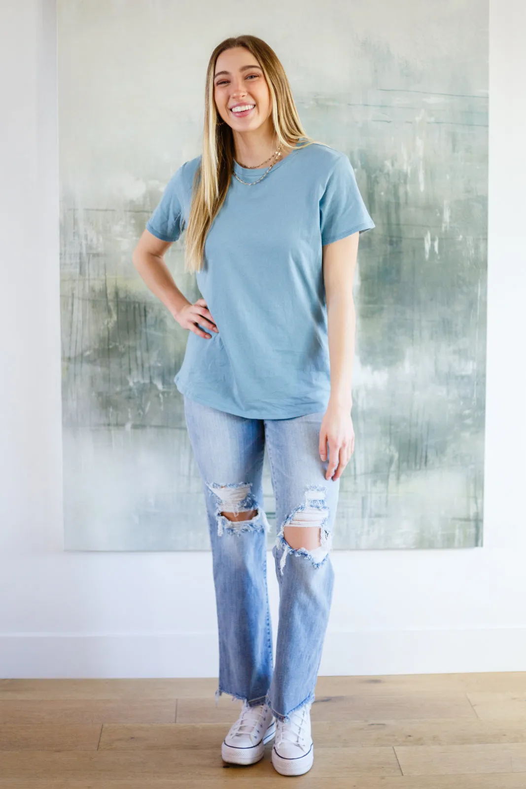 Sky Blue Relaxed Cotton Tee