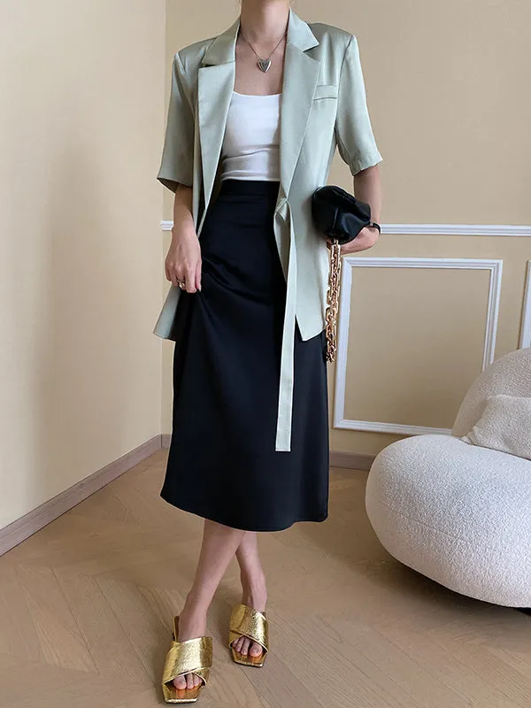 Solid Color Zipper A-Line High Waisted Skirts Bottoms