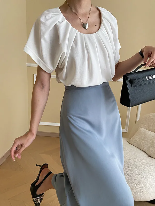 Solid Color Zipper A-Line High Waisted Skirts Bottoms