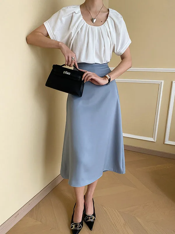 Solid Color Zipper A-Line High Waisted Skirts Bottoms