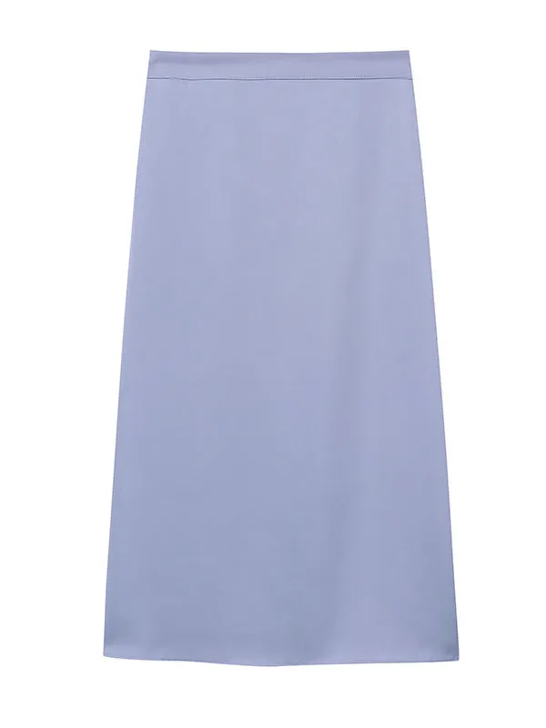 Solid Color Zipper A-Line High Waisted Skirts Bottoms