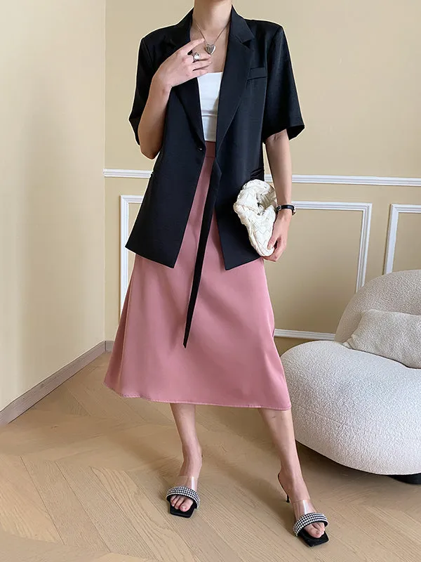 Solid Color Zipper A-Line High Waisted Skirts Bottoms