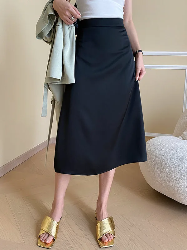Solid Color Zipper A-Line High Waisted Skirts Bottoms
