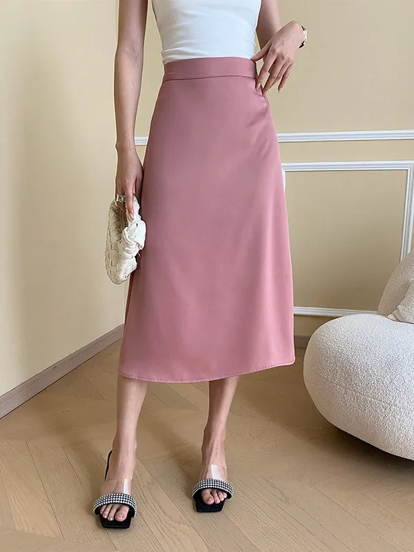Solid Color Zipper A-Line High Waisted Skirts Bottoms