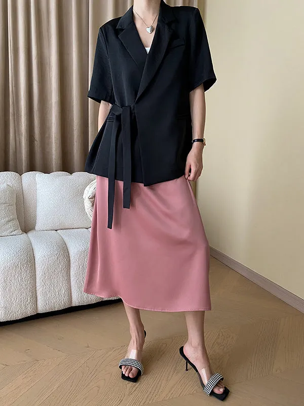 Solid Color Zipper A-Line High Waisted Skirts Bottoms