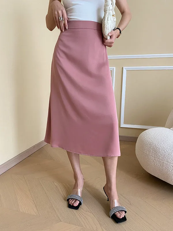 Solid Color Zipper A-Line High Waisted Skirts Bottoms