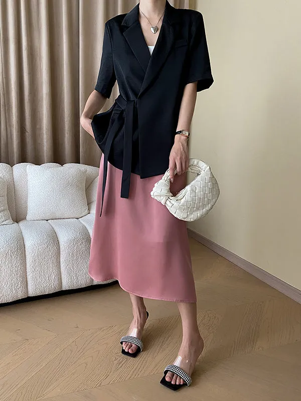 Solid Color Zipper A-Line High Waisted Skirts Bottoms