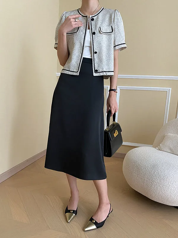 Solid Color Zipper A-Line High Waisted Skirts Bottoms