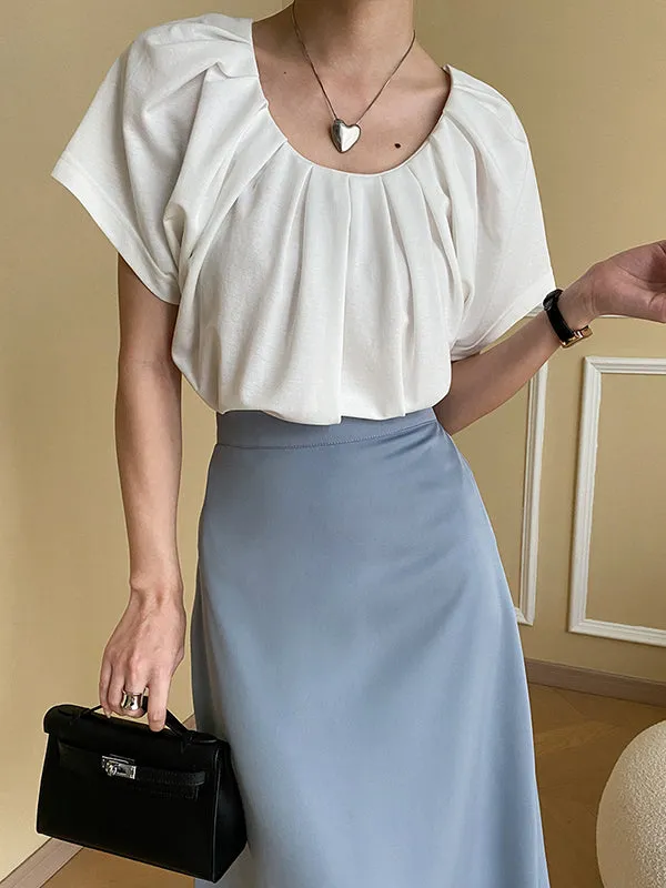 Solid Color Zipper A-Line High Waisted Skirts Bottoms