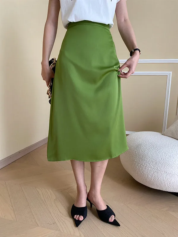 Solid Color Zipper A-Line High Waisted Skirts Bottoms