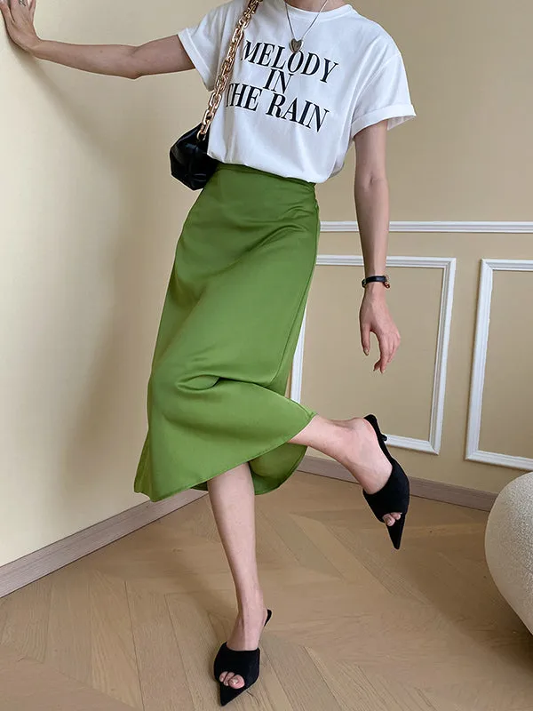 Solid Color Zipper A-Line High Waisted Skirts Bottoms