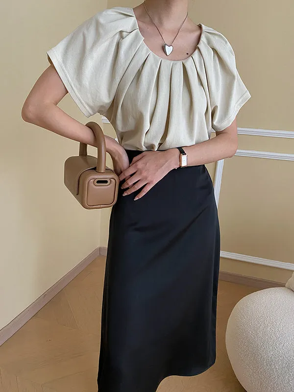Solid Color Zipper A-Line High Waisted Skirts Bottoms
