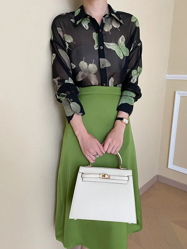 Solid Color Zipper A-Line High Waisted Skirts Bottoms