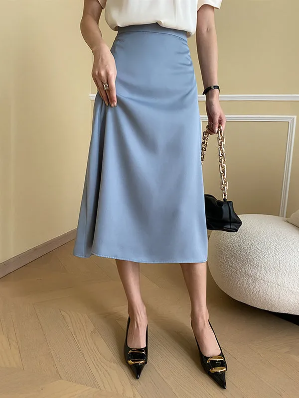 Solid Color Zipper A-Line High Waisted Skirts Bottoms