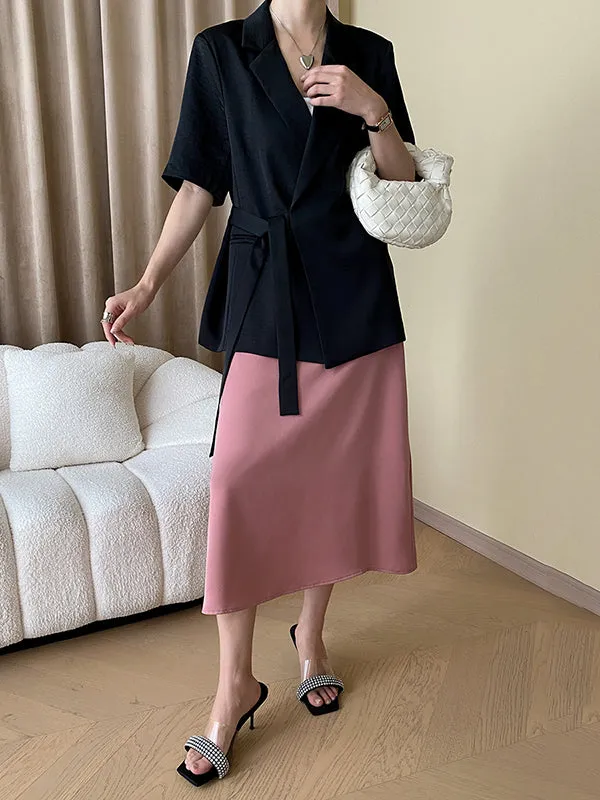 Solid Color Zipper A-Line High Waisted Skirts Bottoms