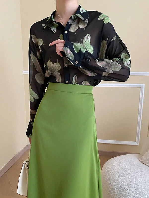 Solid Color Zipper A-Line High Waisted Skirts Bottoms