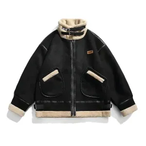 Suede Stand-Collar Plush Warm Coat