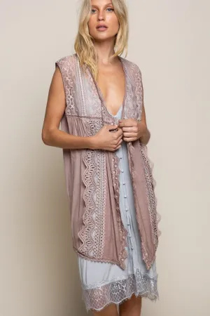 Summer Romance Sleeveless Lace Open Front Cardigan Vest