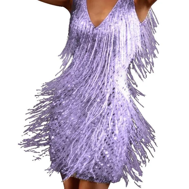 Tassel  Elegant Deep V Camisole Gown Dress