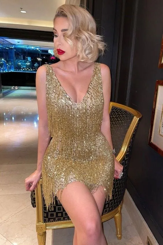 Tassel  Elegant Deep V Camisole Gown Dress