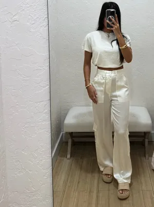 The Cargo Pant - Cream Silk