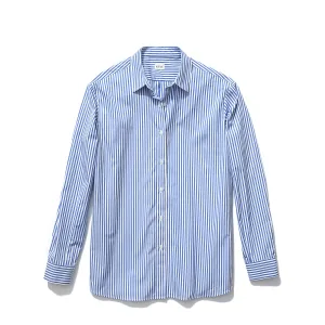 The Hutton Oversized Shirt - White/Royal Blue