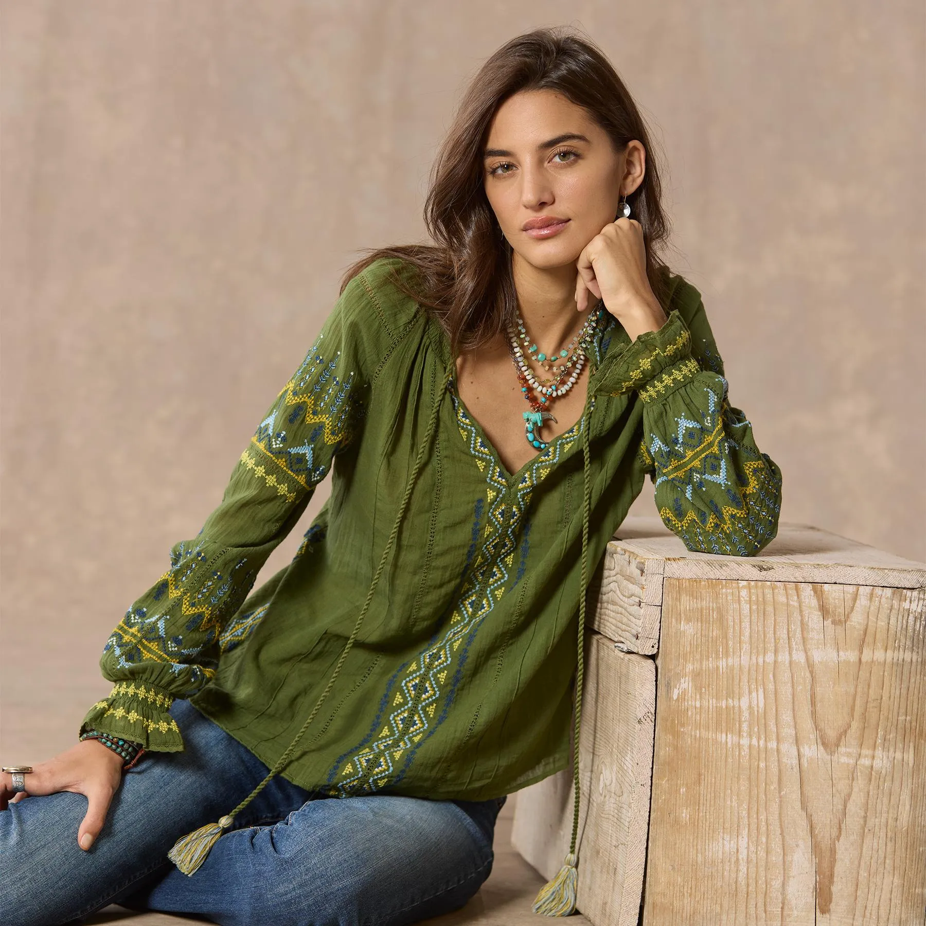 Totora Embroidered Top, Petite