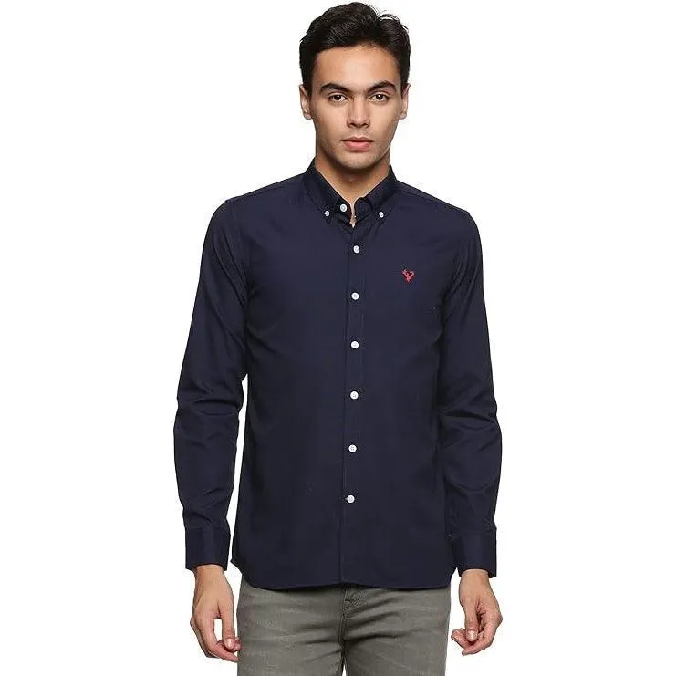 U.S. ELK Boys' and Men's Long Sleeve Button Down Dress Shirts- Navy Blue