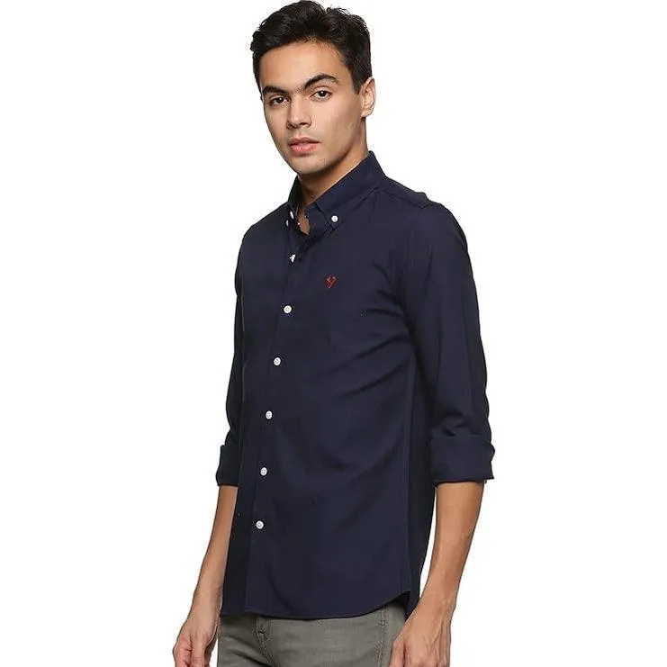 U.S. ELK Boys' and Men's Long Sleeve Button Down Dress Shirts- Navy Blue