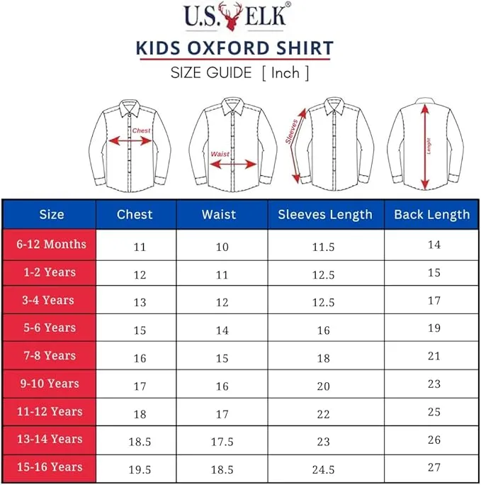 U.S. ELK Boys' and Men's Long Sleeve Button Down Dress Shirts- Navy Blue