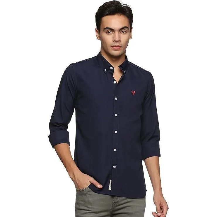 U.S. ELK Boys' and Men's Long Sleeve Button Down Dress Shirts- Navy Blue