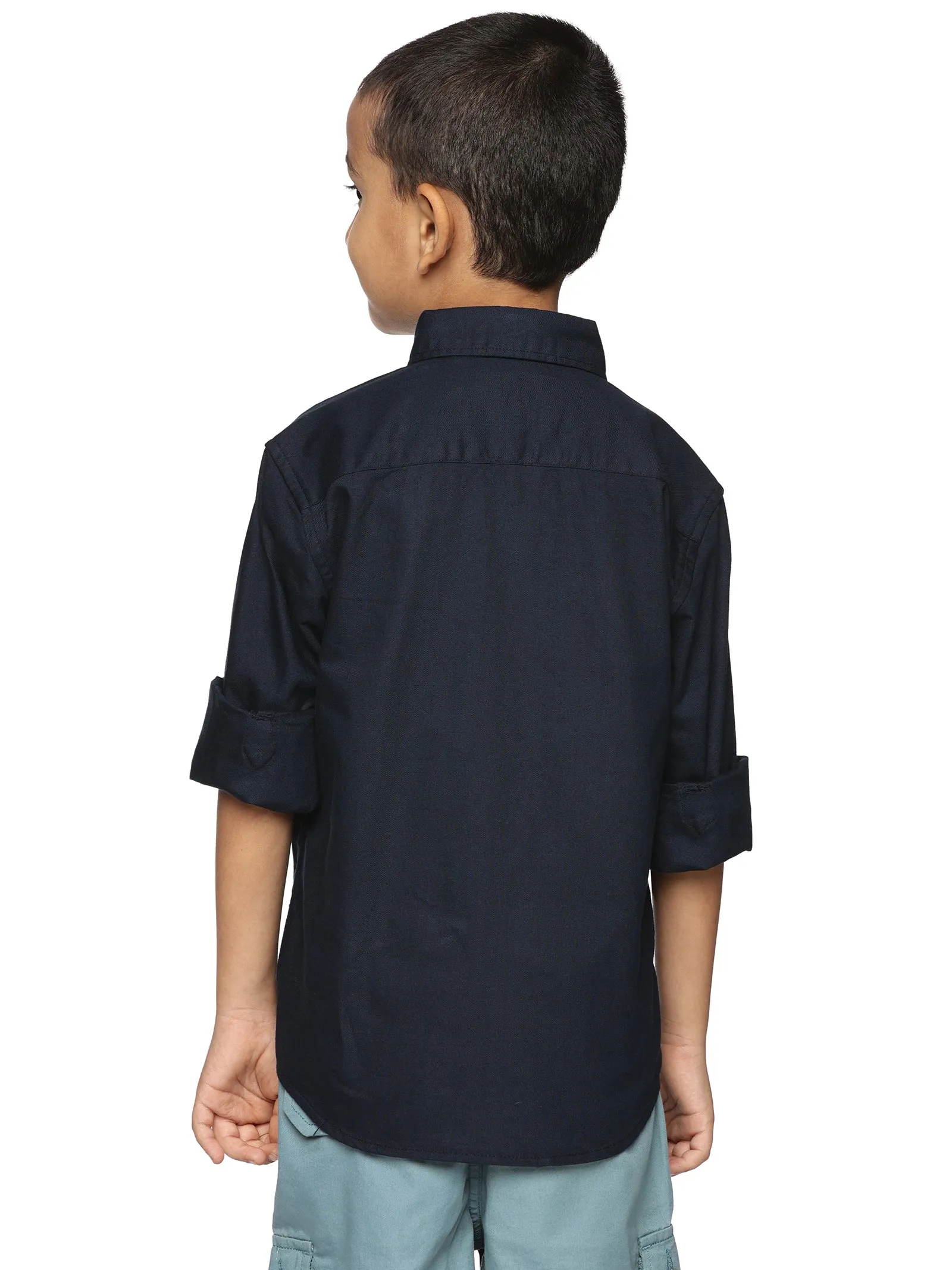 U.S. ELK Boys' and Men's Long Sleeve Button Down Dress Shirts- Navy Blue