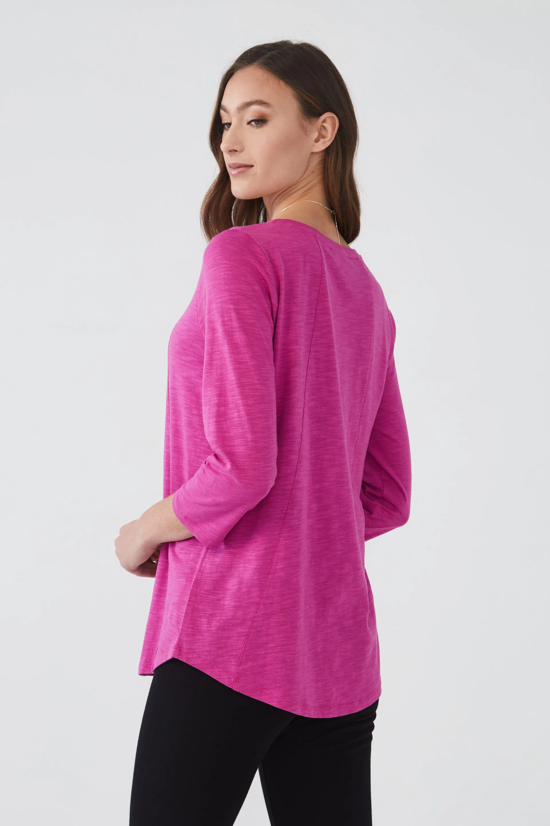 V-Neck Top in Solid Slub Jersey